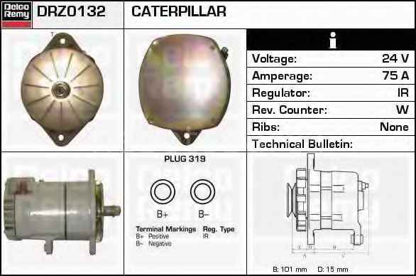 DELCO REMY 19010000  ALTERNATÖR 24V 75A CAT KÖMÜRSÜZ