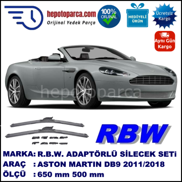 ASTON MARTIN DB9, Volante  07.2011-..., 650 / 500 mm.  RBW  ADAPTÖRLÜ MUZ SİLECEK SETİ