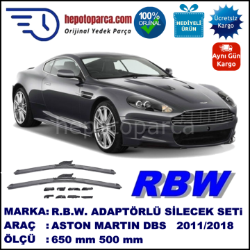 ASTON MARTIN DBS Vantage, Volante  07.2011-..., 650 / 500 mm.  RBW  ADAPTÖRLÜ MUZ SİLECEK SETİ