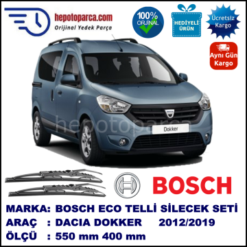 DACIA Dokker  07.12-... 550 / 400 mm. BOSCH ECO Telli Silecek 2'li Takım