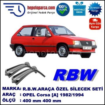 OPEL Corsa [A] 09.82-08.94 400 / 400 mm. RBW Muz Silecek Seti  2'li Takım. U Kanca Uyumludur.