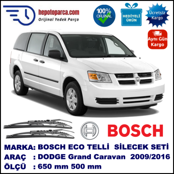 DODGE Grand Caravan [RT] 12.2009-..., 650 / 500 mm. BOSCH AEROECO Aparatlı Muz Silecek