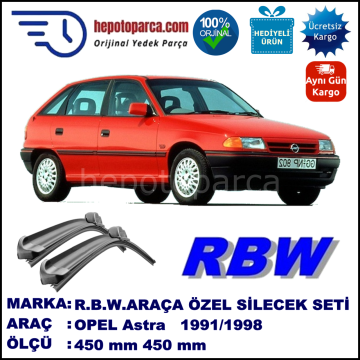OPEL Astra [F] 09.91-02.98 450 / 450 mm. RBW Muz Silecek Seti  2'li Takım. U Kanca Uyumludur.