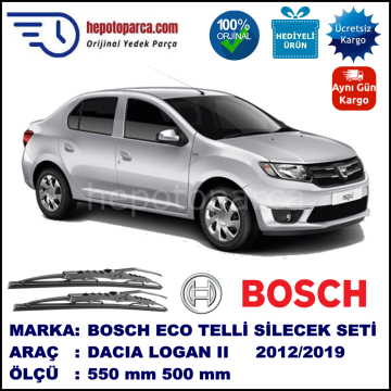 DACIA Logan II [L8] 08.12-... 550 / 500 mm. BOSCH ECO Telli Silecek 2'li Takım