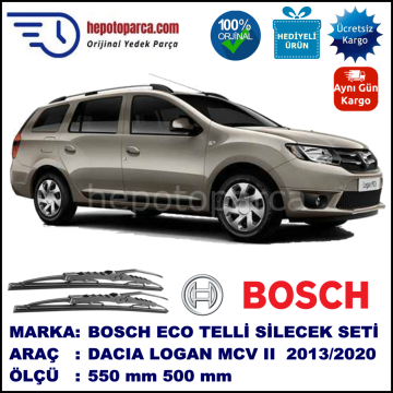 DACIA Logan MCV II [K8] 06.13-... 550 / 500 mm. BOSCH ECO Telli Silecek 2'li Takım