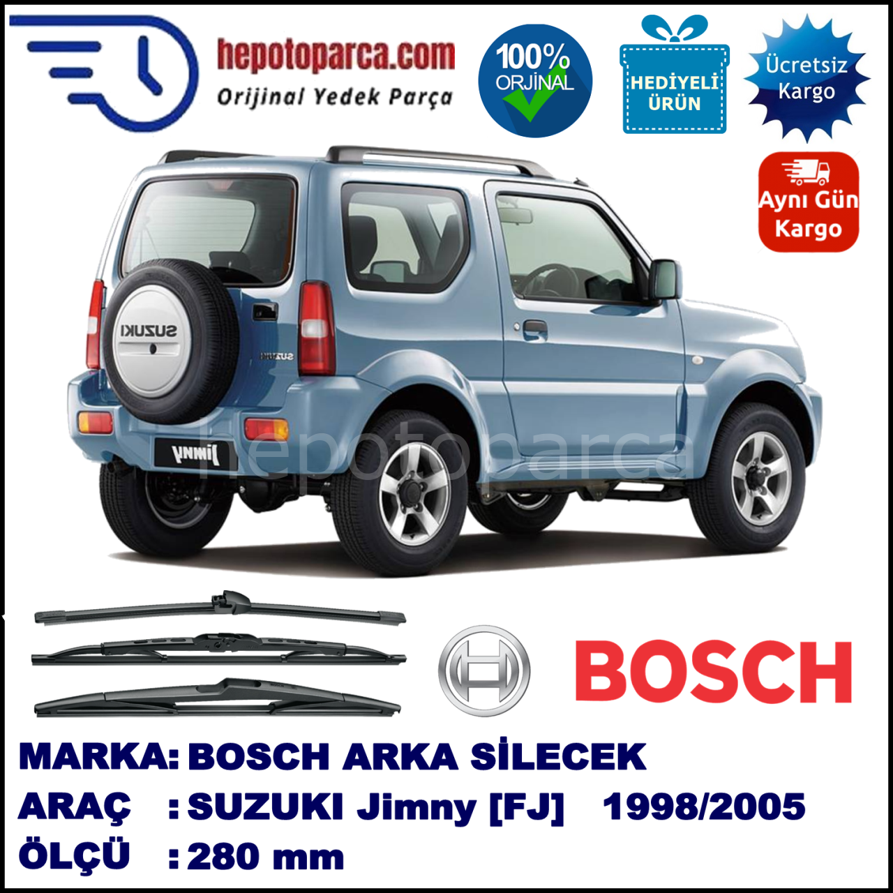 SUZUKI Jimny [FJ] 280 mm 10.1998-... BOSCH Arka Silecek