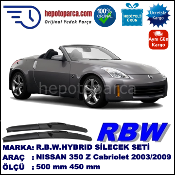 NISSAN 350 Z Cabriolet [Z33] 09.03-04.09 500 / 450 mm. RBW Hybrid Silecek Seti. U Kanca Uyumlu Hibrit