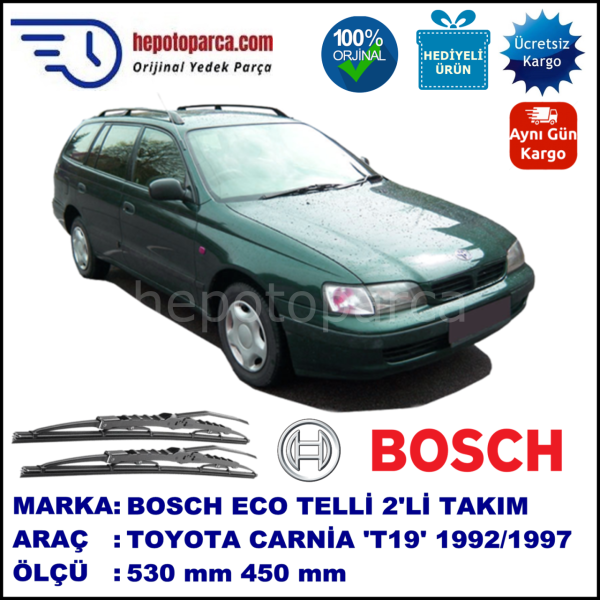 TOYOTA Carina E Wagon [T19] 11.92-10.97 530 / 450 mm. BOSCH ECO Telli Silecek 2'li Takım