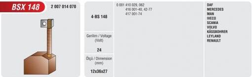 MEGA BSX-148        MARŞ KÖMÜRÜ MAN-MERCEDES-IVECO-RENAULT