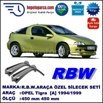 OPEL Tigra [A] 09.94-08.99 450 / 450 mm. RBW Muz Silecek Seti  2'li Takım. U Kanca Uyumludur.