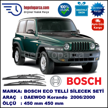 DAEWOO Korando [KJ] 07.96-12.00 450 / 450 mm. BOSCH ECO Telli Silecek 2'li Takım