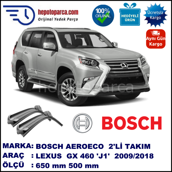 LEXUS GX 460 [J1] 11.2009-..., 650 / 500 mm. BOSCH AEROECO Aparatlı Muz Silecek