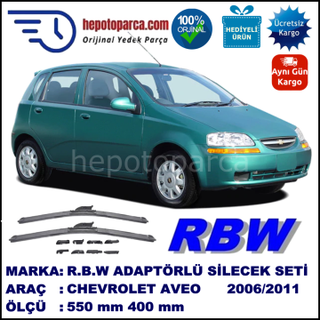 CHEVROLET Aveo Hatchback [KL1S, T250; KL1S, T255] 02.2006-12.2011, 550 / 400 mm.  RBW  ADAPTÖRLÜ MUZ SİLECEK SETİ