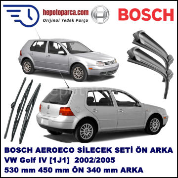 VW Golf IV [1J1] 06,2002-06,2005 Bosch Aeroeco Ön ve Arka Silecek Takımı