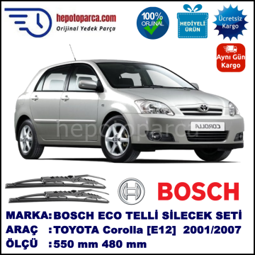 TOYOTA Corolla Hatchback [E12] 11.01-12.07 550 / 480 mm. BOSCH ECO Telli Silecek 2'li Takım