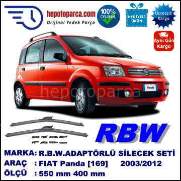 FIAT Panda [169..] 10.2003-12.2012, 550 / 400 mm.  RBW  ADAPTÖRLÜ MUZ SİLECEK SETİ