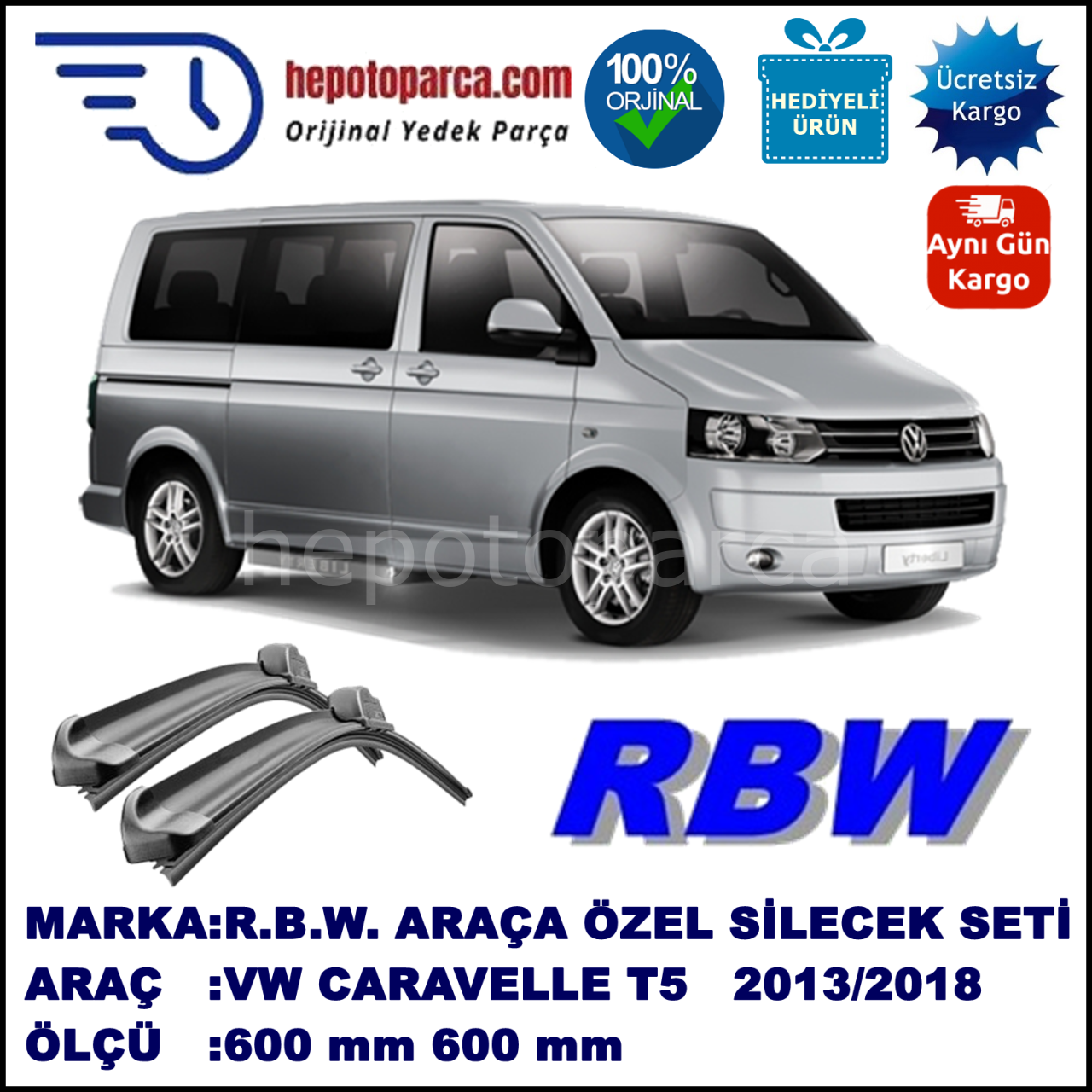 VOLKSWAGEN CARAVELLE T5/T6 MUZ SİLECEK TAKIMI RBW ARACA ÖZEL (2013→)