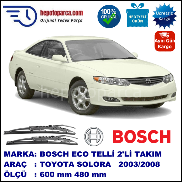 TOYOTA Solara  09.98-08.03 550 / 530 mm. BOSCH ECO Telli Silecek 2'li Takım