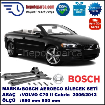 VOLVO C70 II Cabrio  03.2006-..., 650 / 500 mm. BOSCH AEROECO Aparatlı Muz Silecek