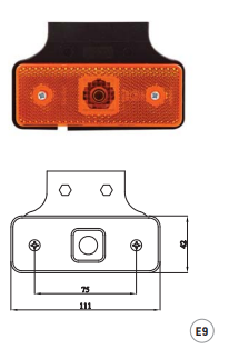 SABA 3034-M003 SİDE MARKER YATAY L DUYLU BRAKETSİZ