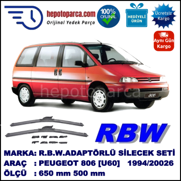 PEUGEOT 806 [U60] 06.1994-08.2002, 650 / 500 mm.  RBW  ADAPTÖRLÜ MUZ SİLECEK SETİ