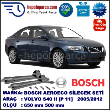 VOLVO S40 II [P 11] 08.2005-..., 650 / 500 mm. BOSCH AEROECO Aparatlı Muz Silecek