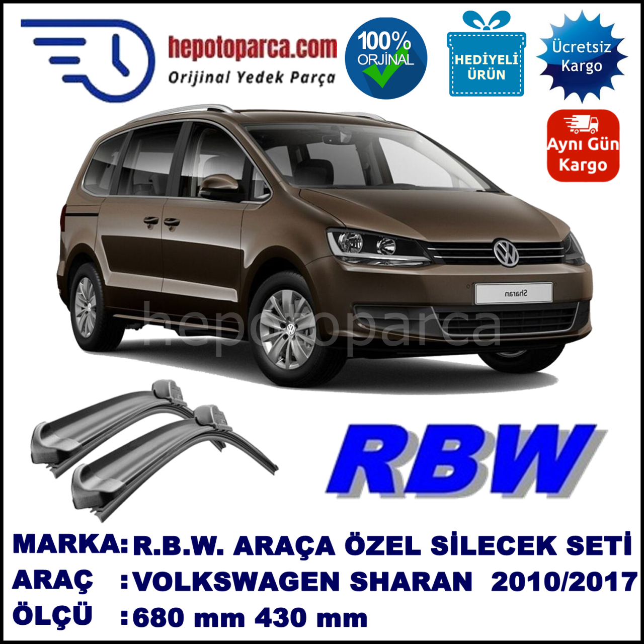 VOLKSWAGEN SHARAN MUZ SİLECEK TAKIMI RBW ARACA ÖZEL (2010→)