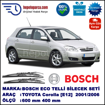 TOYOTA Corolla Hatchback [E12] 11.01-11.06 600 / 400 mm. BOSCH ECO Telli Silecek 2'li Takım