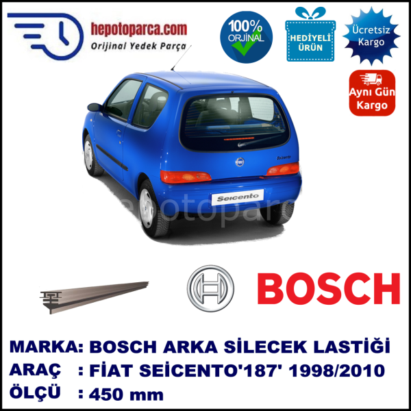 FIAT Seicento [187..] 450 mm 03.1998-12.2010 BOSCH Arka Silecek Lastiği