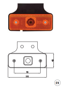 SABA 3034-M020 SİDE MARKER YATAY L DUYLU BRAKETSİZ