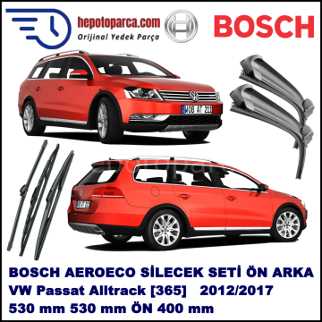 VW Passat Alltrack [365] 01,2012-,,, Bosch Aeroeco Ön ve Arka Silecek Takımı