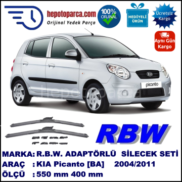 KIA Picanto [BA] 05.2004-01.2011, 550 / 400 mm.  RBW  ADAPTÖRLÜ MUZ SİLECEK SETİ