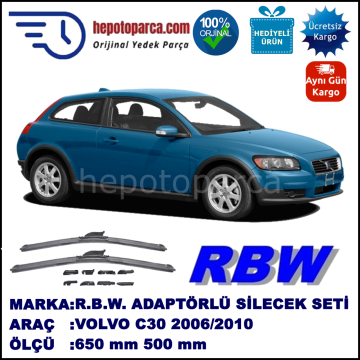 VOLVO C30  10.2006-..., 650 / 500 mm.  RBW  ADAPTÖRLÜ MUZ SİLECEK SETİ