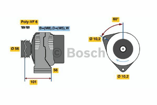 AlternatörMERCEDES-BENZ; MULTICAR Sprinter; Vario; G-Klasse; Unimog; UX100 MB A0101540802; MB 01015