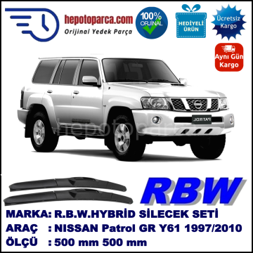 NISSAN Patrol GR [Y61] 08.97-03.10 500 / 500 mm. RBW Hybrid Silecek Seti. U Kanca Uyumlu Hibrit