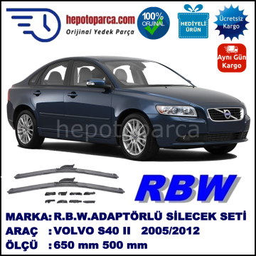 VOLVO S40 II [P 11] 08.2005-..., 650 / 500 mm.  RBW  ADAPTÖRLÜ MUZ SİLECEK SETİ