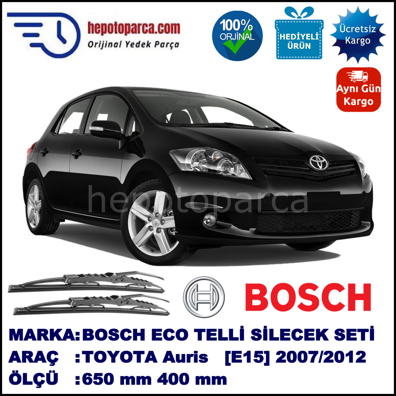 TOYOTA Auris [E15, NMT, SB1] 02.07-10.12 650 / 400 mm. BOSCH ECO Telli Silecek 2'li Takım