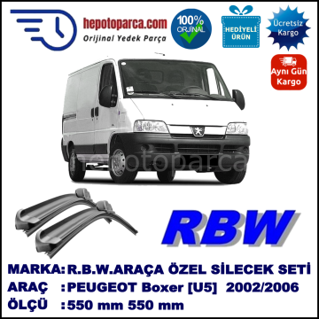 PEUGEOT Boxer [U5] 02.02-05.06 550 / 550 mm. RBW Muz Silecek Seti  2'li Takım. U Kanca Uyumludur.