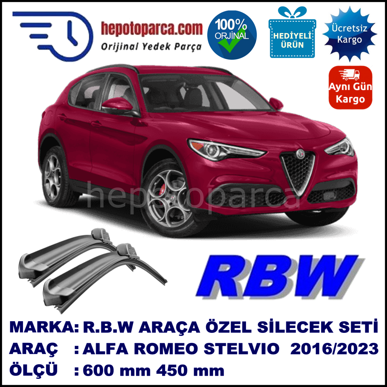 ALFA ROMEO GIULIETTA MUZ SİLECEK TAKIMI RBW ARACA ÖZEL (2010→)