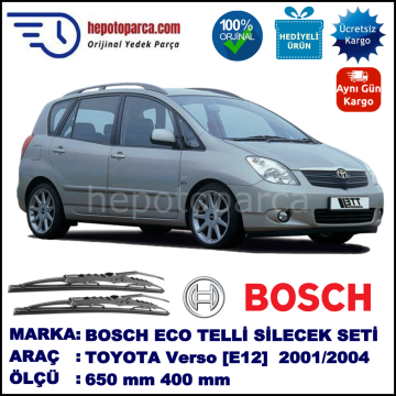 TOYOTA Corolla Verso [E12] 09.01-01.04 650 / 400 mm. BOSCH ECO Telli Silecek 2'li Takım