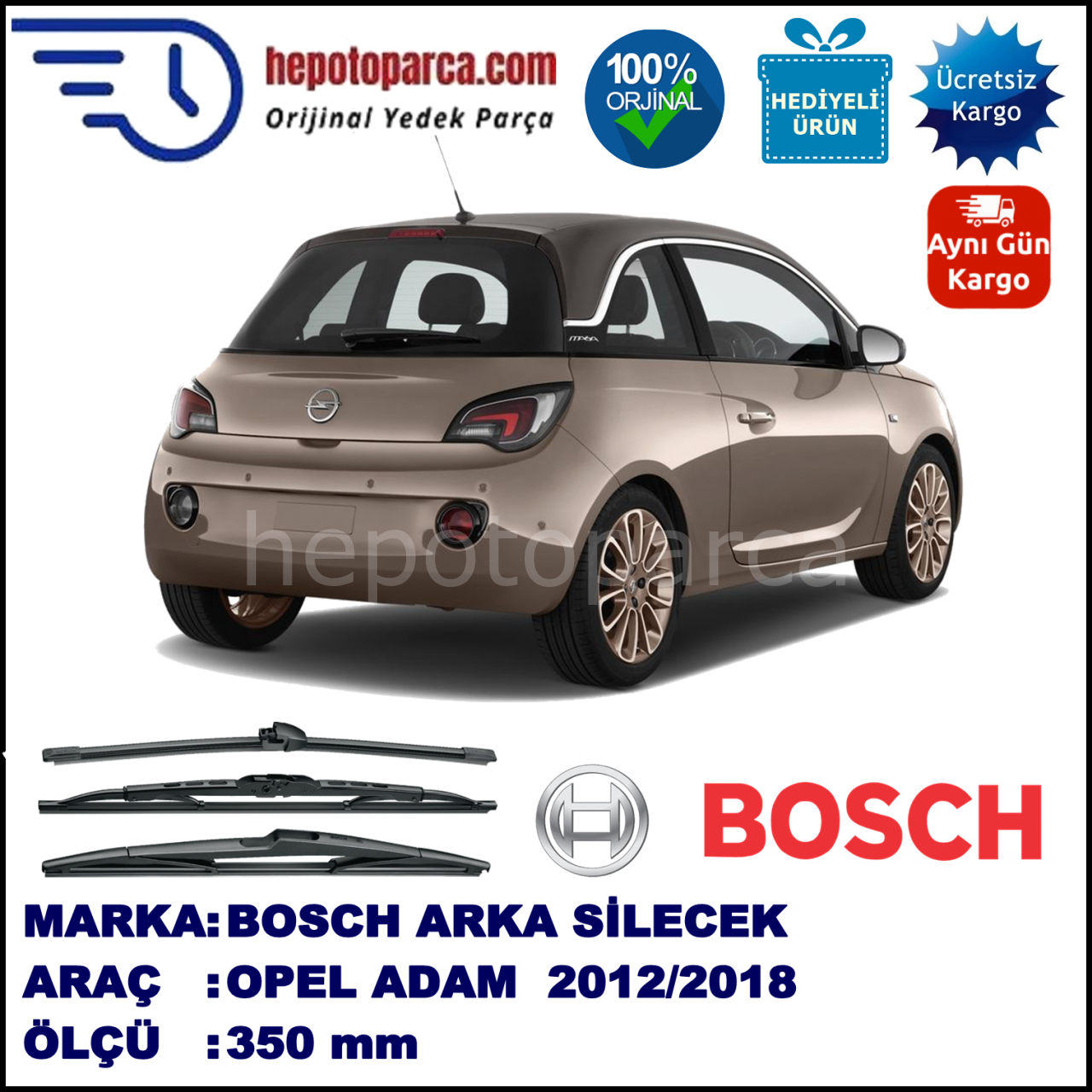 OPEL Adam  350 mm 03.2013-... BOSCH Arka Silecek