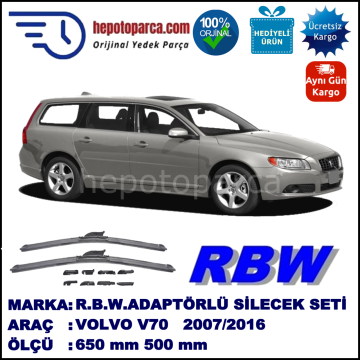 VOLVO V70 III  08.2007-..., 650 / 500 mm.  RBW  ADAPTÖRLÜ MUZ SİLECEK SETİ