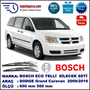 DODGE Grand Caravan [RT] 12.09-... 650 / 500 mm. BOSCH ECO Telli Silecek 2'li Takım