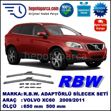 VOLVO XC60  03.2009-07.2011, 650 / 500 mm.  RBW  ADAPTÖRLÜ MUZ SİLECEK SETİ