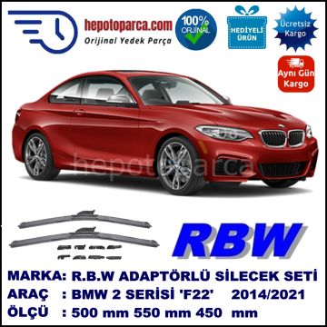 BMW Serie 2  [F 22] 03.2014-..., 550 / 450 mm.  RBW  ADAPTÖRLÜ MUZ SİLECEK SETİ