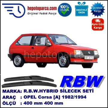 OPEL Corsa [A] 09.82-08.94 400 / 400 mm. RBW Hybrid Silecek Seti. U Kanca Uyumlu Hibrit
