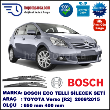 TOYOTA Verso  [R2] 02.09-... 650 / 400 mm. BOSCH ECO Telli Silecek 2'li Takım