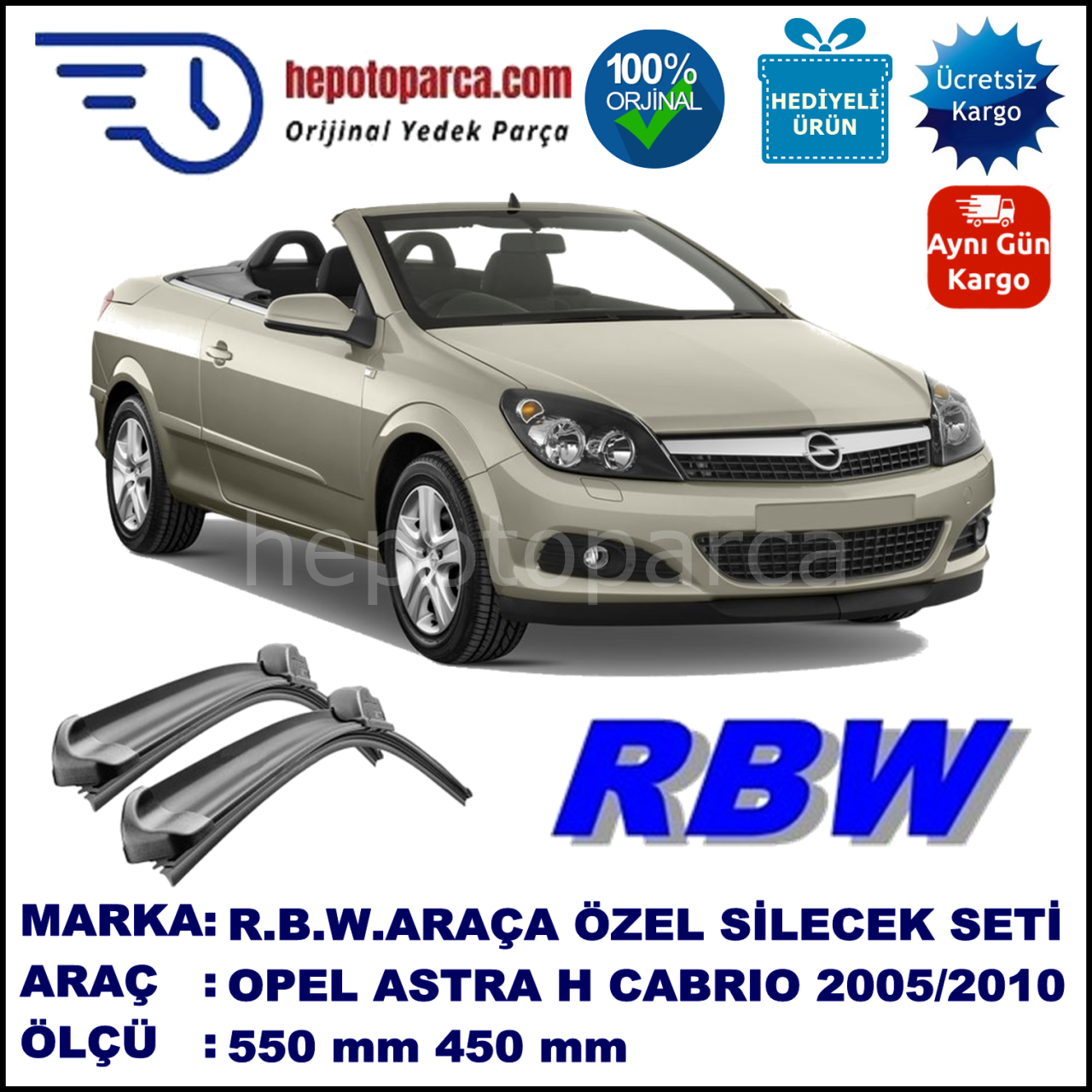 OPEL ASTRA H CABRIO/GTC MUZ SİLECEK TAKIMI RBW ARACA ÖZEL (2005-2010)