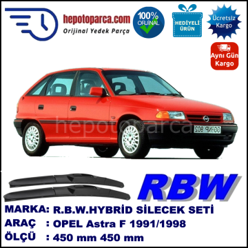 OPEL Astra [F] 09.91-02.98 450 / 450 mm. RBW Hybrid Silecek Seti. U Kanca Uyumlu Hibrit