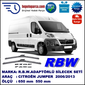 CITROEN Jumper [U9] 06.2006-..., 650 / 550 mm.  RBW  ADAPTÖRLÜ MUZ SİLECEK SETİ